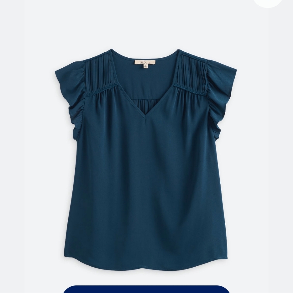 Chic Teal Women's Blouse with Ruffled Sleeves